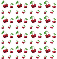 hand drawing pattern cherry berries
