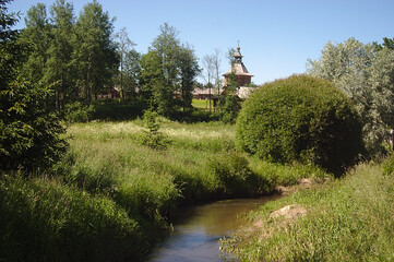 construction of a wooden monastery in the forest