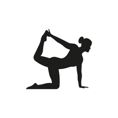 Woman in Yoga Pose, Silhouette. Vector Illustration.
