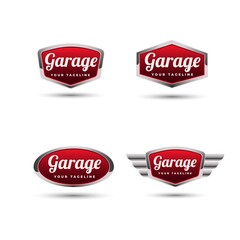 Garage Emblem Isolated on White Background, Vector Illustration EPS10. Metal, Concept, Elegant
