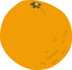 Orange clipart hand drawn childish flat style isolated on white background.