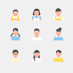 笑顔の子どものアイコン　イラスト素材セット