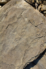 Polish Bieszczady mountains, Solina reservoir. Polanczyk, rocks on the lagoon.