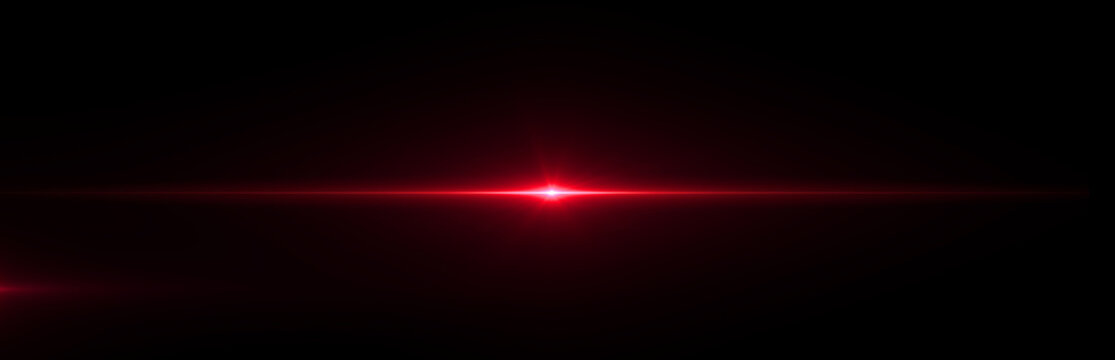 Red lens flare light on black background