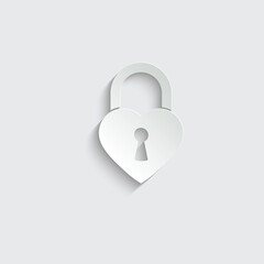 paper lock icon   heart shape lock sign love symbol vector