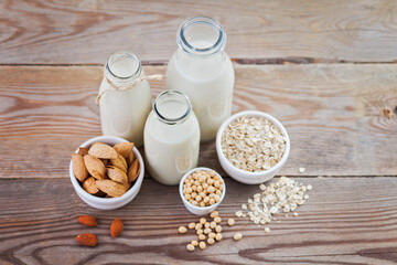 dairy free milk drink and ingredients - 359954113