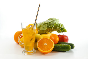 Fruits, vegetables, juice. Nutrition and healthy eating.