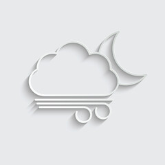 paper weather icon  - black vector symbol cloud wind sign