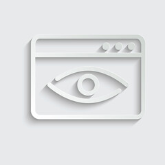 paper Browser and eye icon, view browser icon black vector 