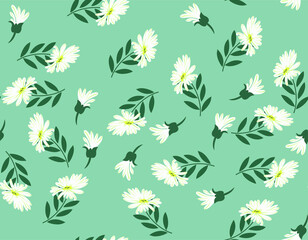 seamless vector flowers with leaves pattern on  background