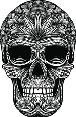 Vector Black and White Skull Illustration