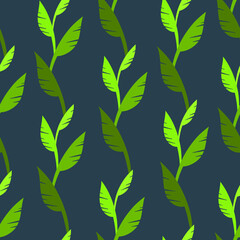 Vector Green Leaves Seamless Pattern