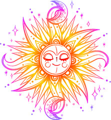 Vector Gradient Sun Stars Illustration