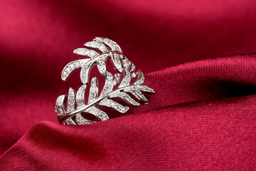 Diamond jewelry placed on cloth, diamond ring,diamond jewellery,