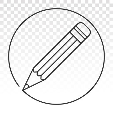 recommend clip art: Rounded on pencil line art icon for apps or website