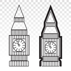Big Ben / Clock tower london - line art icon for apps and websites