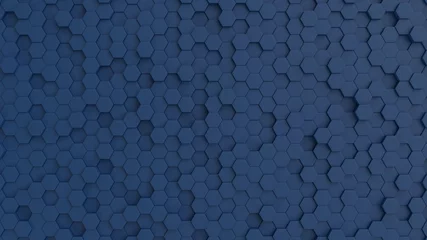 Door stickers Hall Hexagonal dark navy blue background texture. 3d illustration, 3d rendering