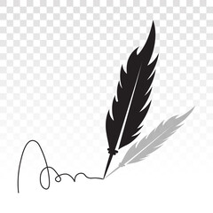 feather quill pen with signatures flat icon for apps and websites