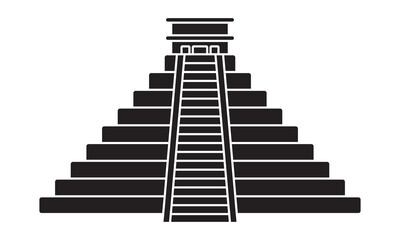 Ancient civilization el Castillo pyramid flat icons for apps and websites - obrazy, fototapety, plakaty