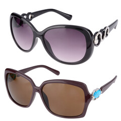 set of woman sunglasses isolated on white background