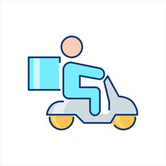 color icon, delivery of products on a moped or scooter