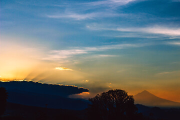 sunrise over the big volcano