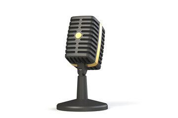 Vintage microphone on a white background. 3D render