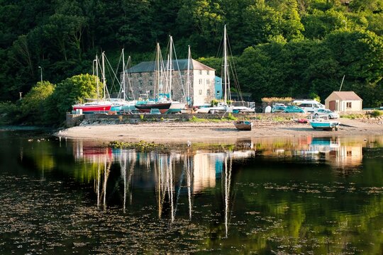 Fishguard  lower town  reflections  on the  harbour  