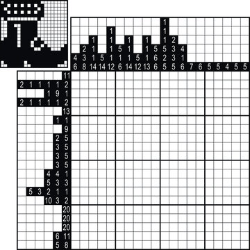 Japanese crossword. Black and white. Paint by number puzzle. Education game for children. Boot 2