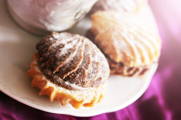 Delicious fresh cookies, light and dark, Breakfast