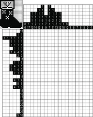 Fototapeta premium Japanese crossword. Black and white. Paint by number puzzle. Education game for children. Felt cloak