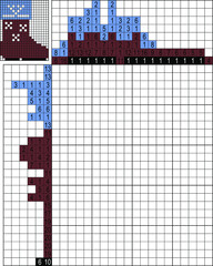 Fototapeta premium Japanese crossword. Colorful. Paint by number puzzle. Education game for children. Felt cloak