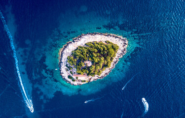 small island of Galisnik by Hvar, Croatia off the Adriatic Sea - obrazy, fototapety, plakaty