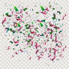 Fototapeta premium Colorful confetti. Festive of falling shiny confetti isolated on transparent background.