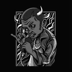 Devil Death Black and White Illustration