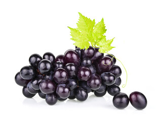 Ripe grapes isolated on the white background.