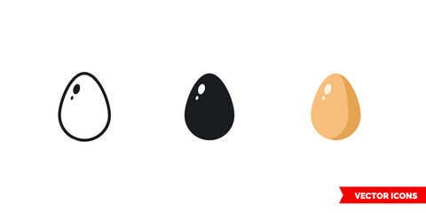 Egg icon of 3 types. Isolated vector sign symbol.