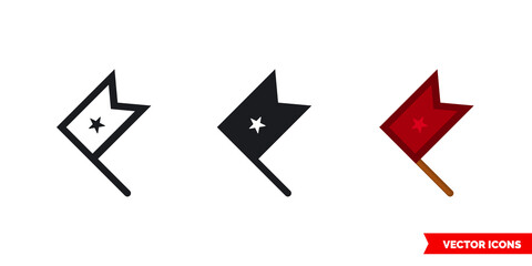 Flag icon of 3 types. Isolated vector sign symbol.