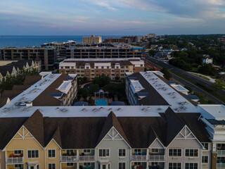 Obraz premium Aerial of Long Branch Pier Village During Covid19 Coronavirus Pandemic
