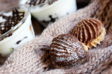 Delicious fresh cookies, light and dark, Breakfast