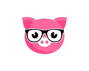 Geek pig with eyeglass