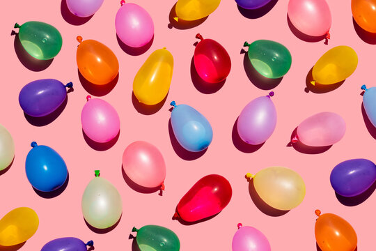 Close up of colorful water balloons