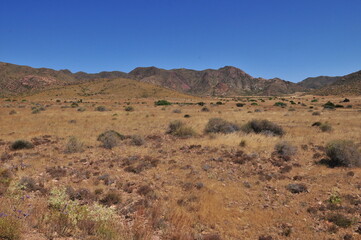 Western style arid desert landscape at Cabo de Gata, Almeria, Andalusia