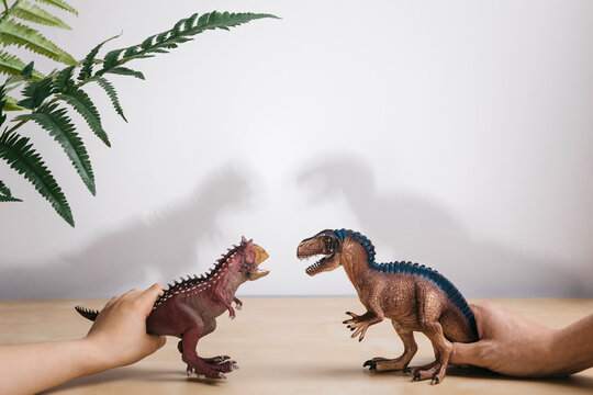 Playing with dinosaurs