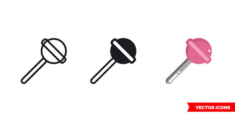 Lollipop icon of 3 types. Isolated vector sign symbol.