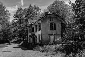 Old house at the Ravenna gorge near the bridge viaduct in Breitnau, Black Forest, Germany
