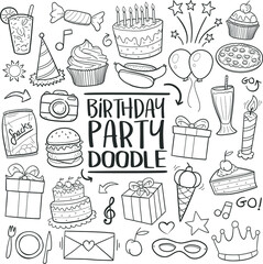 Happy Birthday Party Doodle Line Icon Sketch Hand Made Vector Art