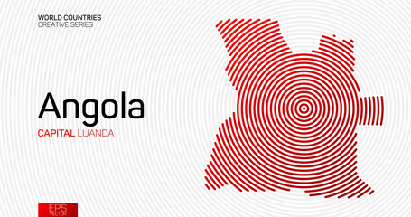 Abstract map of Angola with red circle lines