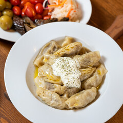Tasty xingal meat meal with yogurt