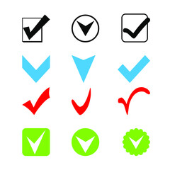 Colorful checkmarks. Elements for design, advertising, web, packaging. Vector.